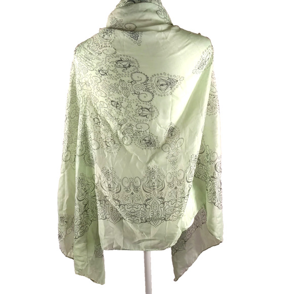Scarf Large Light Green Gray Rectangle 46" X 36" Lightweight Sheer - Picture 3 of 8